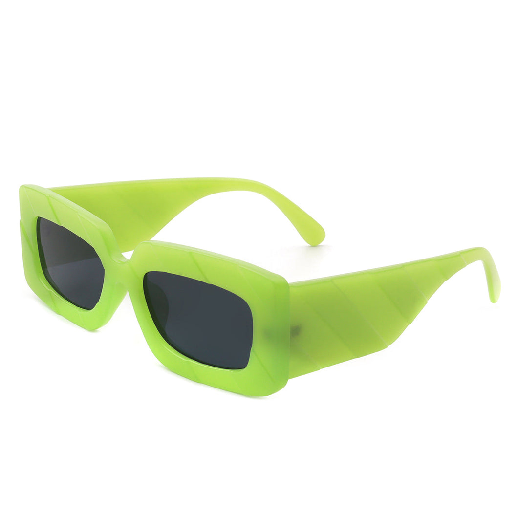 Retro Square Chunky Sunglasses Lime Green
